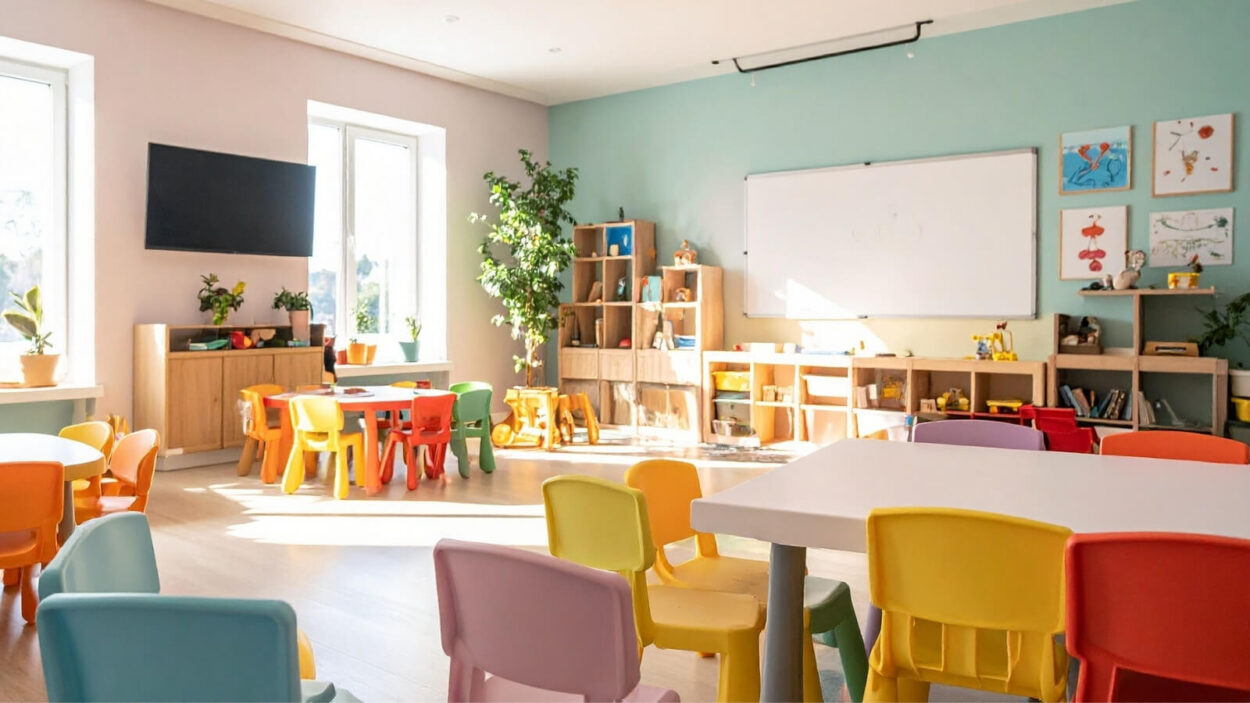 Wide shot of Daycare classroom