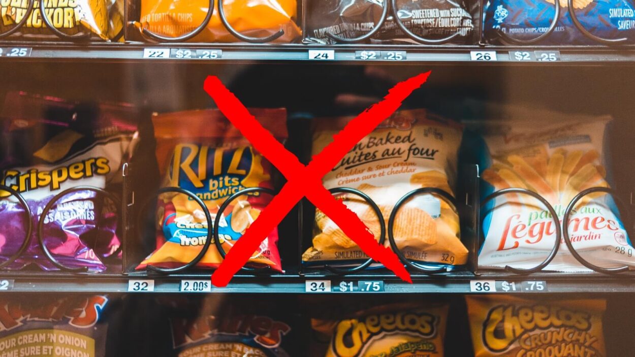 junk food with red x over image