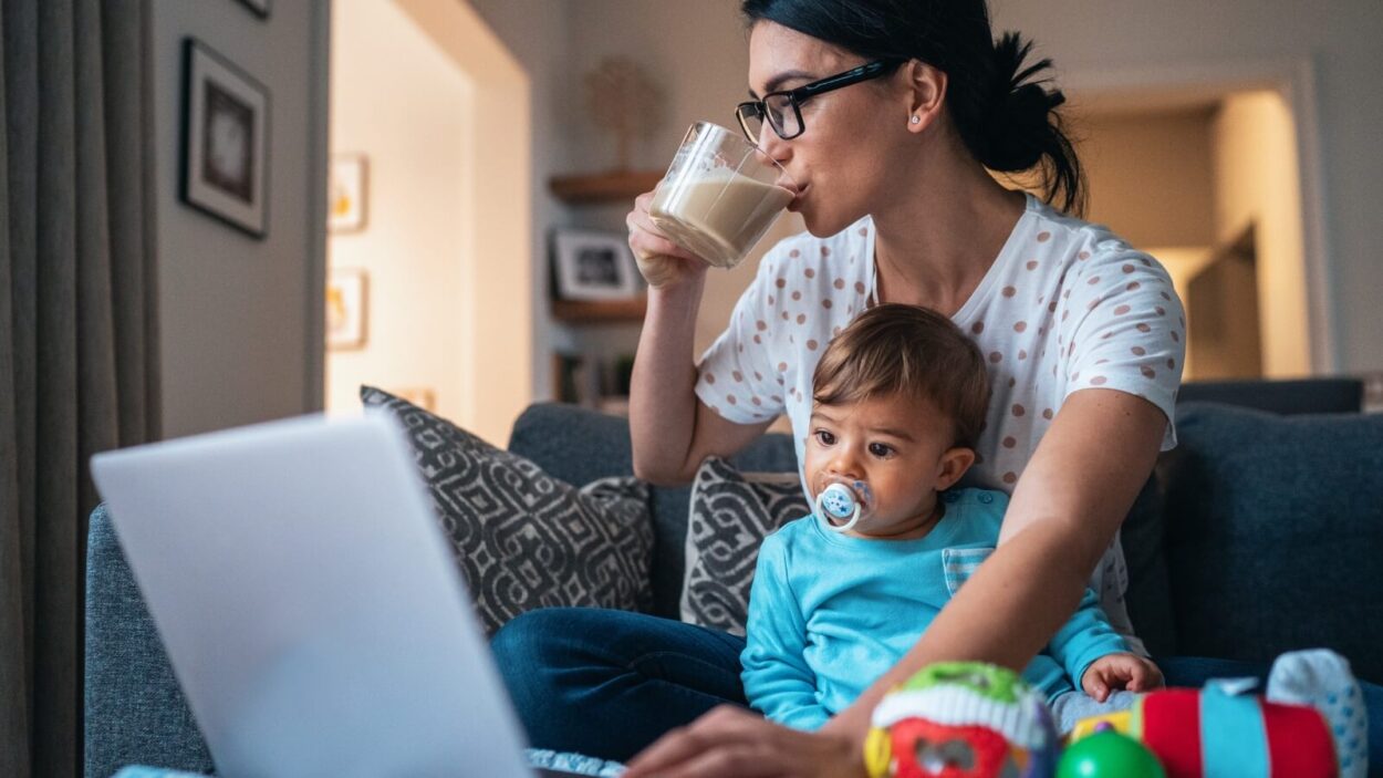 Parent working from home with child