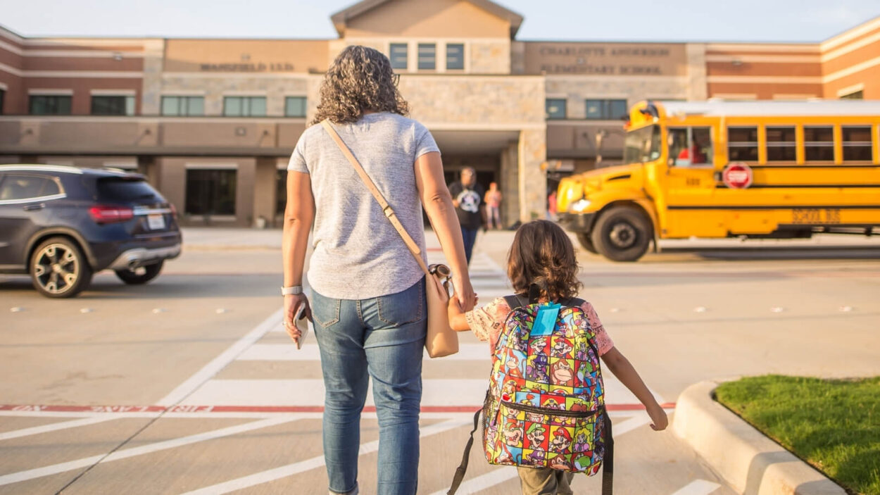 Parent taking their child to daycare near home