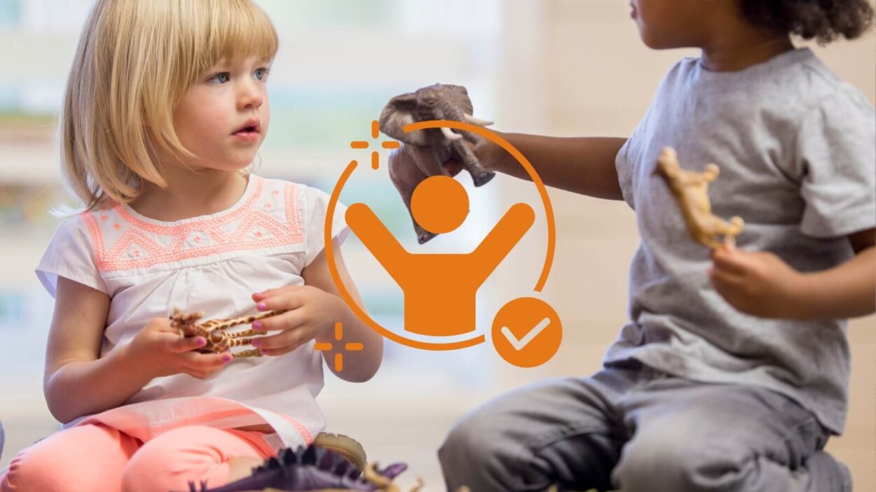 Kids learning how to share toys