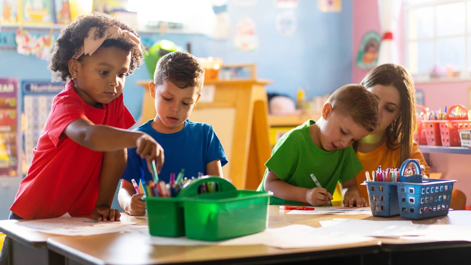 Children playing together at daycare