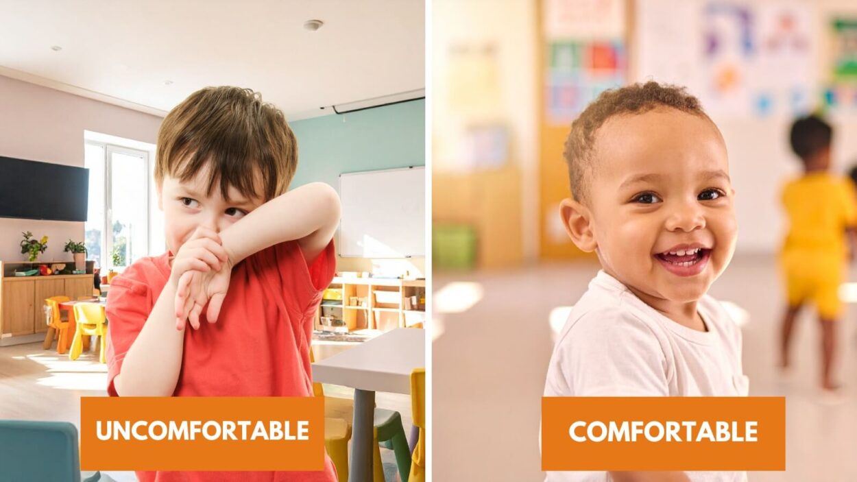 Uncomfortable versus comfortable child