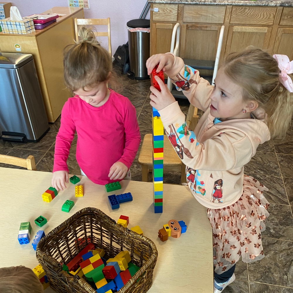 Kids playing with blocks at daycare