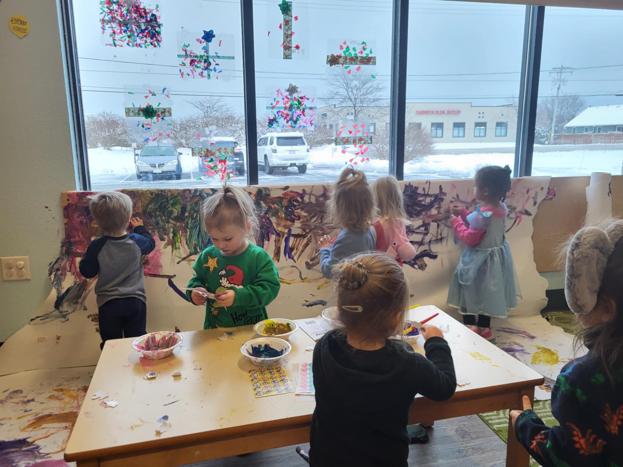 Kids finger painting