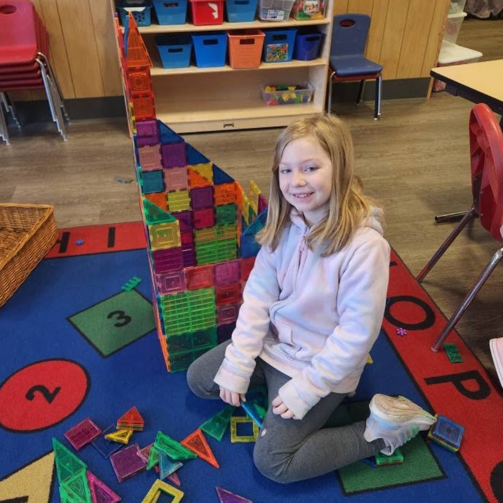 Kid at Cornerstone school-age program