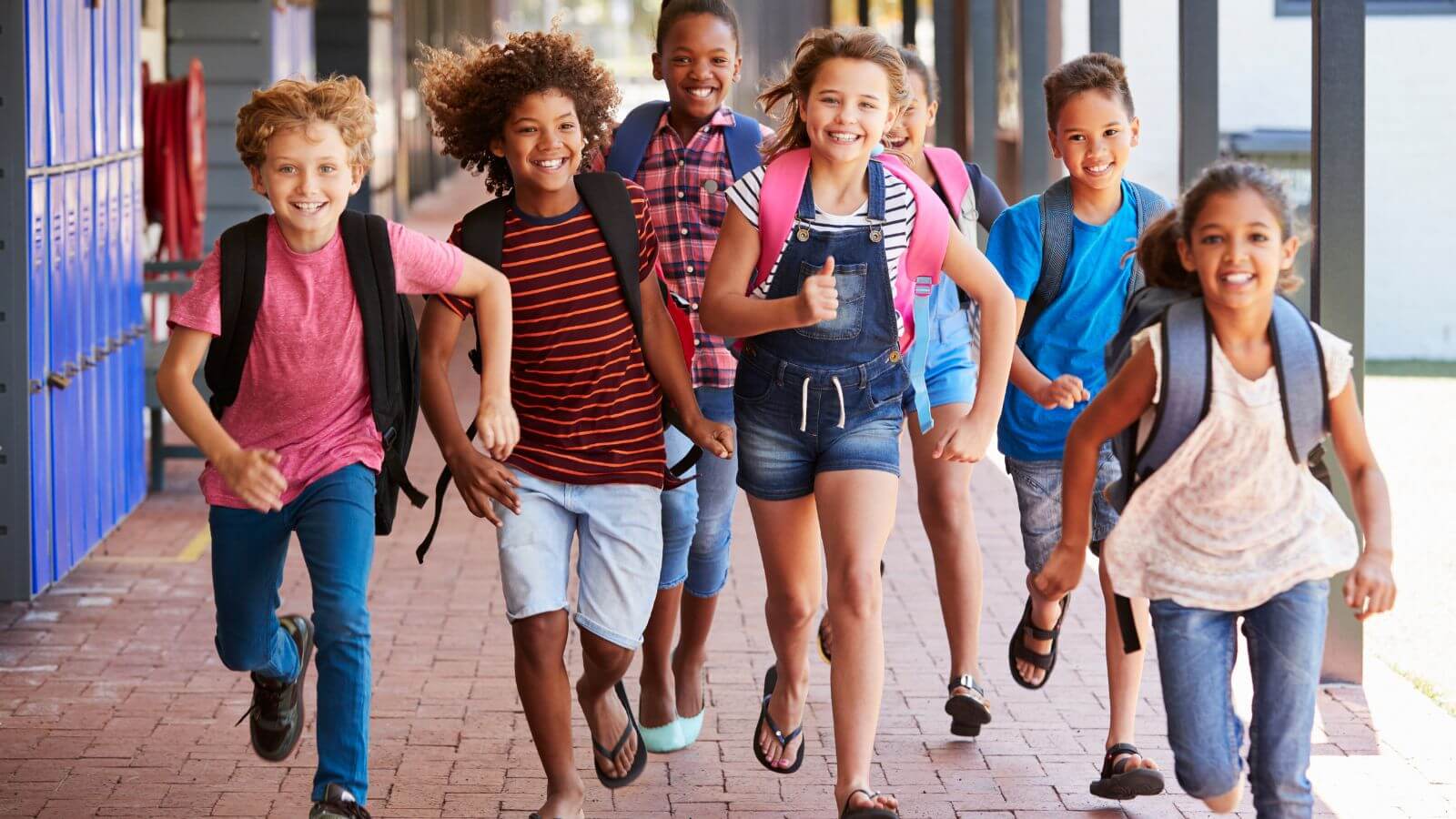 kids in the hallway at school